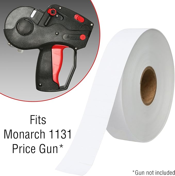 Perco Monarch Ink Roll for Monarch 1131 & 1136 Price Labelers (Pack of 4) Bundle with Perco White Pricing Labels 1136 Price - 8 Sleeve, 160,000 Gun Labels