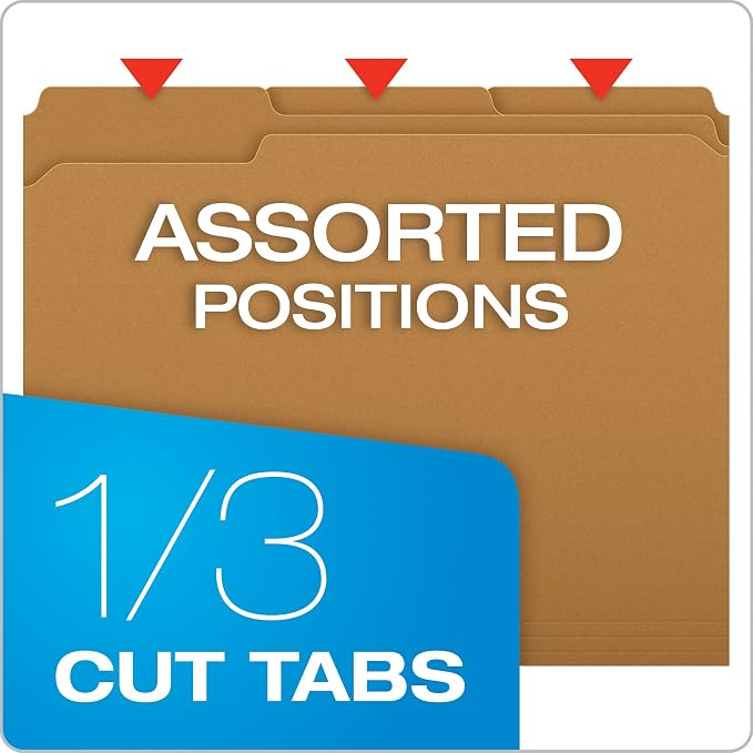 Pendaflex Kraft Fastener Folders, Letter Size, 1 Fastener, 1/3 Cut, 50/BX (FK211) | (Pack of 5)
