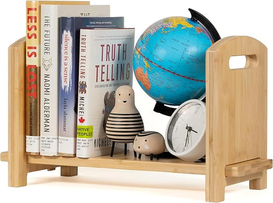 Adjustable Desktop Bookshelf - Sturdy Desk Bookshelf and Book Organizer - No Tools Required to Assemble This Desktop Bookcase, Perfect Tabletop Book Shelf for Office, Study Room