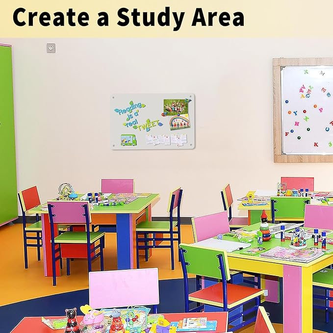 Magnetic Board 17.5" x 11.4" Magnet Bulletin Board is Suitable for displaying Notes, Photos,Magnetic Letters,Suitable for Walls, refrigerators, cabinets, etc