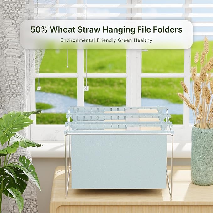 XINGIA Legal Size Hanging File Folders Extra Capacity,Heavy Duty 3 Inch Expansion,Plastic File Folders Hanging with Tabs,6 Pack Wheat Straw Hang Folders for Filing Cabinet,Expandable File Organizer
