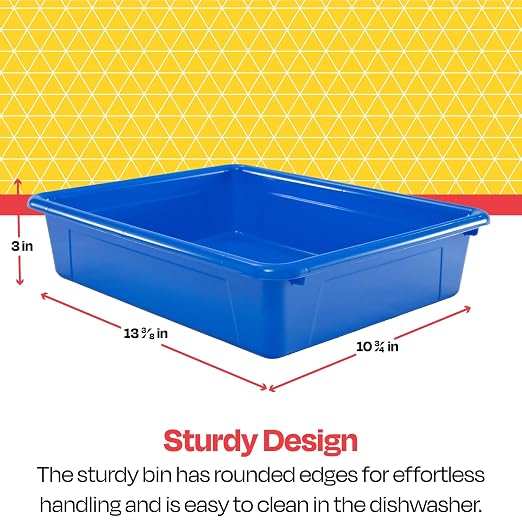 School Smart Sturdy Plastic Storage Tray, Multifunctional Design for Classroom, Home, and More, Letter Size, Blue