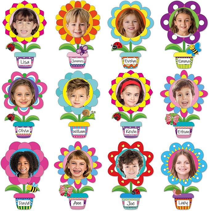 60pcs Flower Pot Theme DIY Cutouts Flower Pots Bulletin Board Decoration Set Spring Colored Plant Pot Paper Cut-Outs Classroom Decor for Boy Girl DIY Photo Craft Kindergarten School Wall Door Supplies