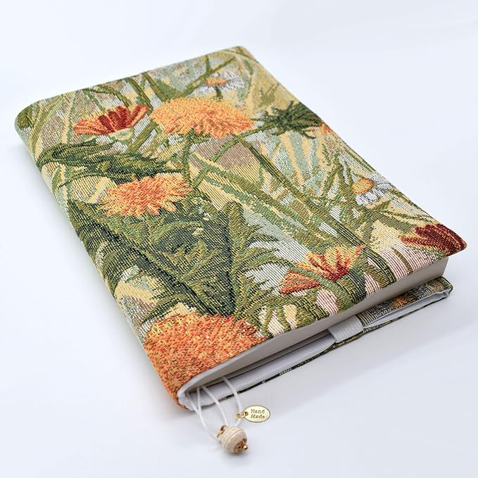 BLBMH 6x9 Bible Book Cover for Women | Non-Stretch Fabric Protector for Paperback Journal Softcover Books – Handmade Fixed Size with Bookmark – Gift for Bible Lovers - Dandelion