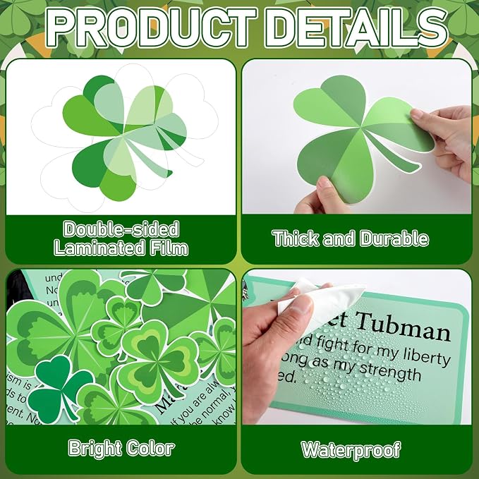 St. Patrick's Day Bulletin Board Set Women in History Inspirational Classroom Decoration March International St. Patrick's & Women's Day Bulletin Board Cutouts for School Home Chalkboard Wall Decor