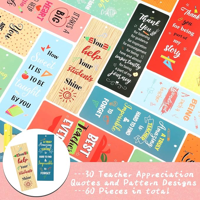 120 Pack Teacher Bookmarks Teacher Appreciation Gifts in Bulk Thank You Gifts from Students Christmas Teacher Gifts Graduation Gift Back to School Gift for Teachers Party Favors Classroom Reading