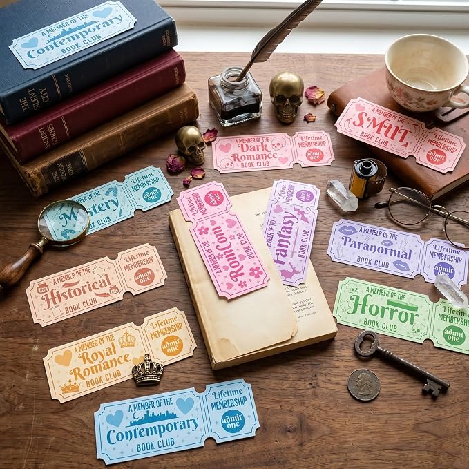 Wxiben Reading Ticket Bookmarks Gifts - 100 Pcs Book Club Bookmarks Funny Tracker Book Marks Page Marker Clip Gift for Women Book Lovers Office School Teachers Bookish Reader Accessory