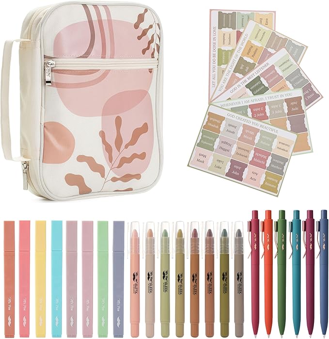 Mr. Pen- Bible Cover Case for Women, Large Bag with Durable Handle, 24-pcs Bible Journaling Kit & Study Supplies with No Bleed Highlighters and Pens, Christian Gift for Women, Mothers Day Gift