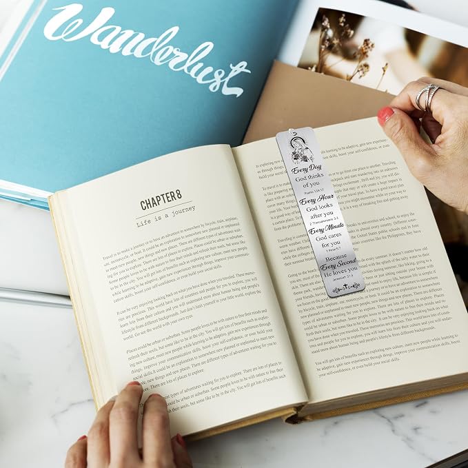 Virgin Mary Metal Bookmark Gifts, Religious Book Mark with Cross Charm, Bible Reading Page Markers for Women Men, Pastor Appreciation Catholic Christian Gift School Office Supplies