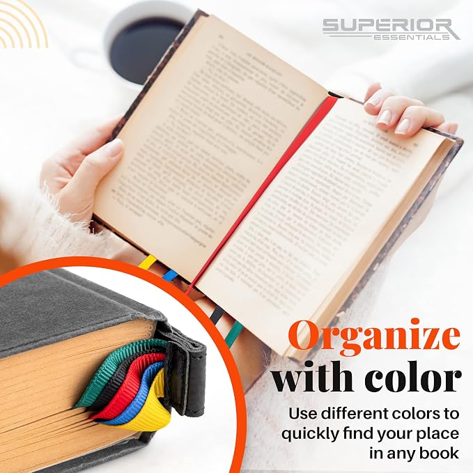 Superior Essentials Magnetic Bible Bookmark - Genuine Leather, Attachable Bible Ribbon Bookmarks for Book Lovers with 5 Strings - No More Flipping Pages Using Our Bible Page Marker (3PC, Rainbow)