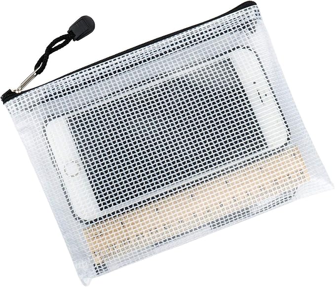 Oaimyy-B5(8"x 11",12 Pcs) Plastic Mesh Zipper Pouch Document Folders Bag & Zip File Folders for School Office Supplies, Travel,Puzzles Games Organizing Storage-Black