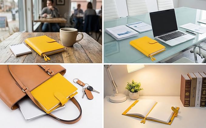 A6 Genuine Leather Techo Notebook Cover Compatible with Hobonichi Original Stalogy Midori MD with 5 Card Slots Pen Loop Bookmarks Back Pocket
