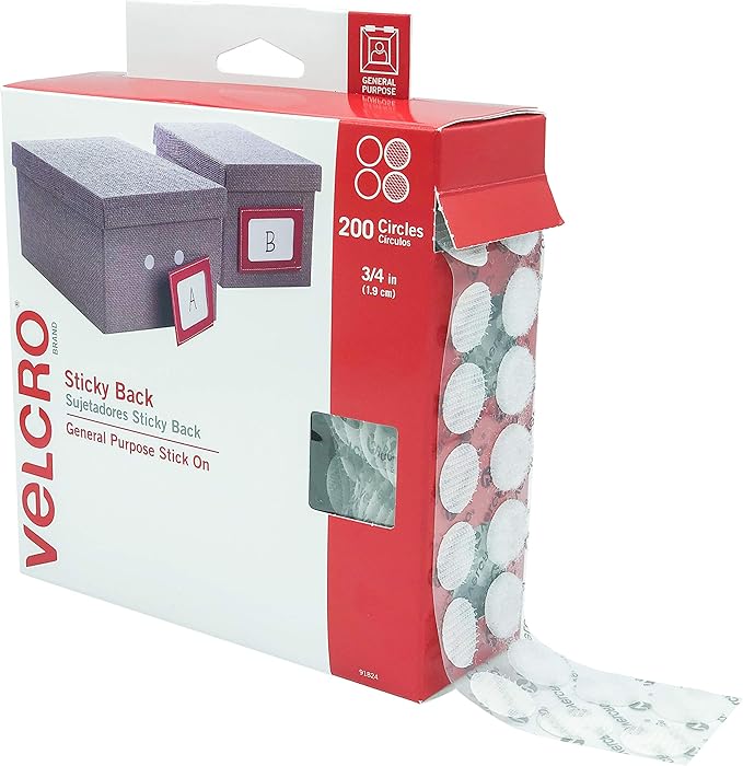 VELCRO Brand White Hook and Loop Dots and Tape for Classroom Organization and Crafts | 200 Pk 3/4" Circles and 5 Ft x 3/4 in Tape Roll