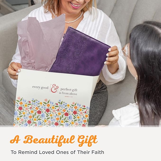 Christian Art Gifts Women's Fashion Bible Cover Faith Hebrews 11:1, Purple Paisley Faux Leather, XL