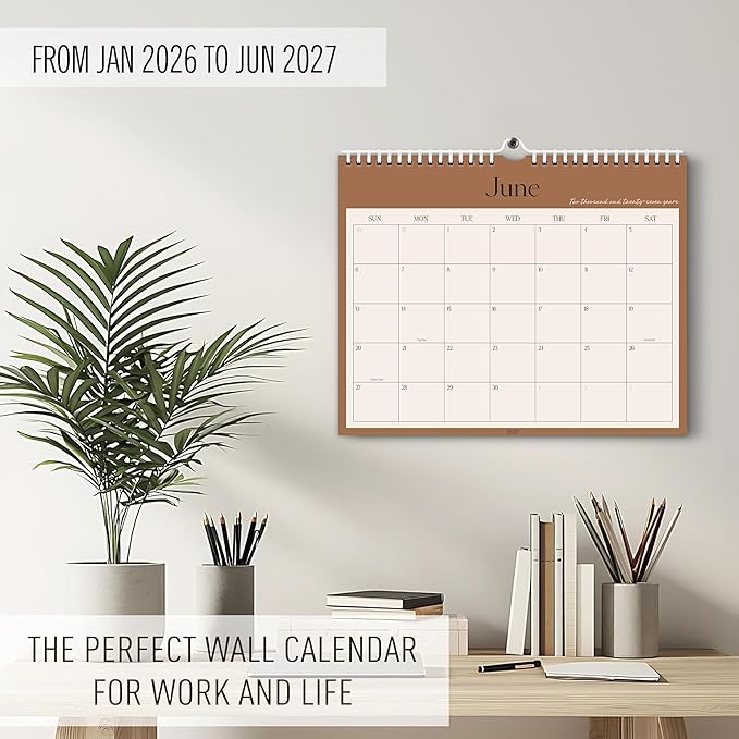 Aesthetic 2026-2027 Wall Calendar - 18 Monthly Calendar from January 2026 to June 2027, 13.7" x 11", Modern Horizontal Wall Hanging Calendar for Organizing & Planning