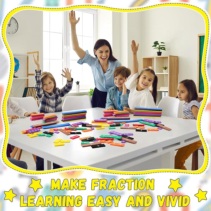 Sayglossy 48 Sets Fraction Tiles Set for Math Classroom Fractions Manipulatives Math Learning Manipulatives for Home School Supplies