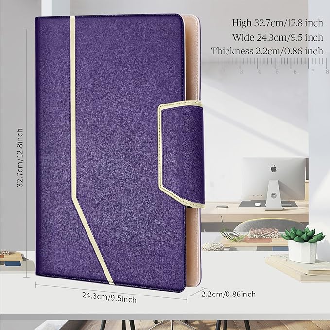 Toplive Purple Business Padfolio with Clipboard, A4/Letter Size, Card Holders, Document Sleeve, Professional Portfolio Case for Women & Men