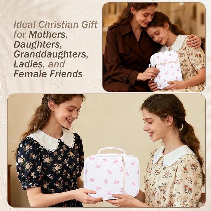 XKDOUS 30 Pcs Bible Bag Kit for Women Large Church Book Carrying Case with Handle, Study Supplies Carrier Portable Quilted Bible Cover Case Christian Gifts for Mom Lady Friends