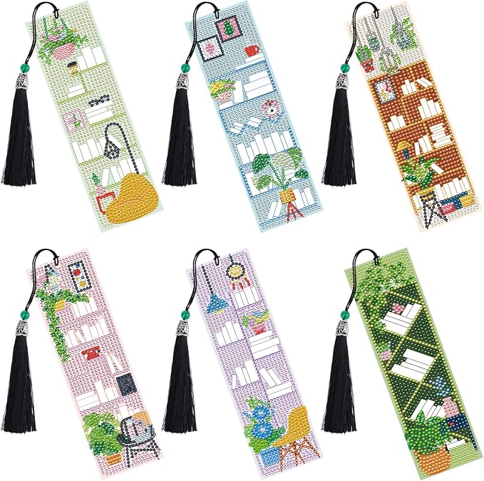 Diamond Art Painting Bookmarks - 6 PCS DIY Book Lover Diamond Painting Kits for Adults Art Craft Supplies Birthday Mothers Day Graduation Gift for Student Mom Beginners Teacher