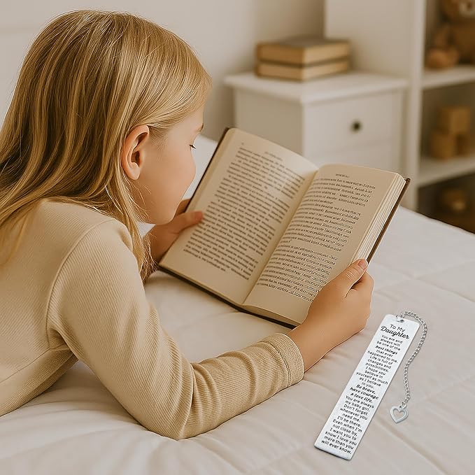 Daughter Metal Bookmark – Inspirational Graduation Gift for Daughter, Birthday Gifts for Daughter Girl, College Graduation Daughter Gift from Mom, Stainless Steel Bookmark Metal Bookmarks for Women