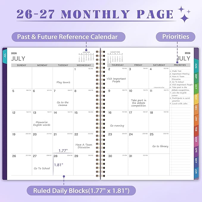2026-2027 Appointment Book/Planner - 8.2" x 11", Daily Planner 2026-2027 from Jul. 2026 - Jun. 2027, Daily Hourly Planner with 30-Minute Interval, 12 Monthly Tabs, Back Pocket