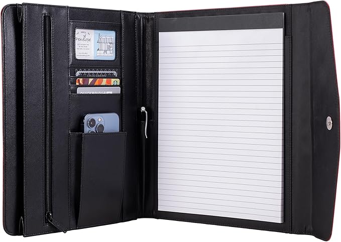 Case it Case-it V.P Tri Fold Business Meeting Padfolio | Professional Portfolio with Letter Size Writing Pad/Lots of Pockets/PAD-35 RED