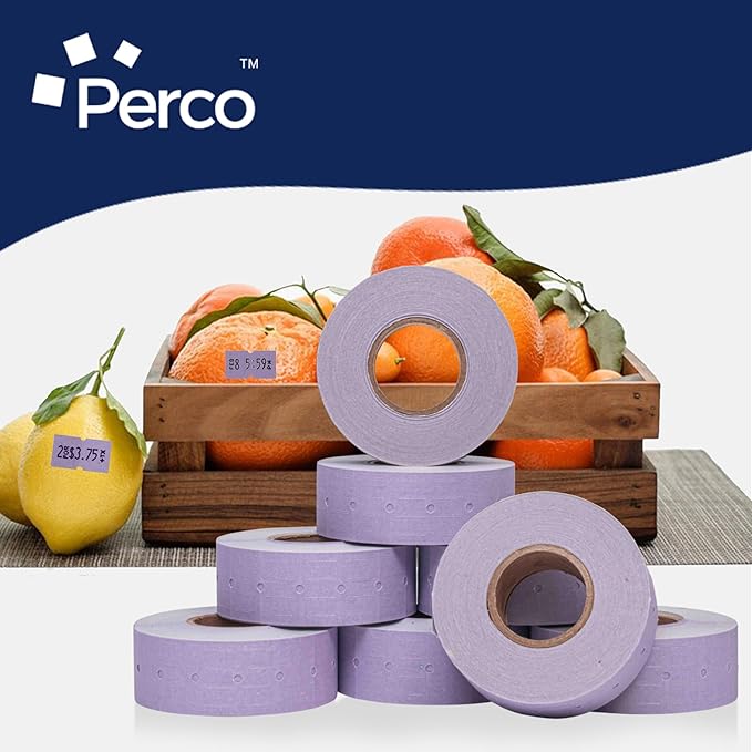 Perco 1 Line Lavender Labels - 80 Rolls, 10 Sleeves, 80,000 Blank Price and Date Gun Labels for Perco Lite, X, Plus and Pro 1 Line Price and Date Guns - Made in USA