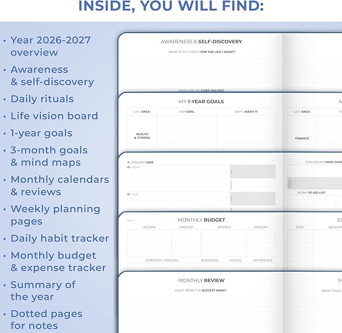 Clever Fox Planner PRO Premium Jan 2026-Jan 2027 – Luxurious Weekly, Monthly & Budget Agenda Organizer for Productivity & Reaching Goals, A4 Hardcover + Keepsake Box – Mystic Blue