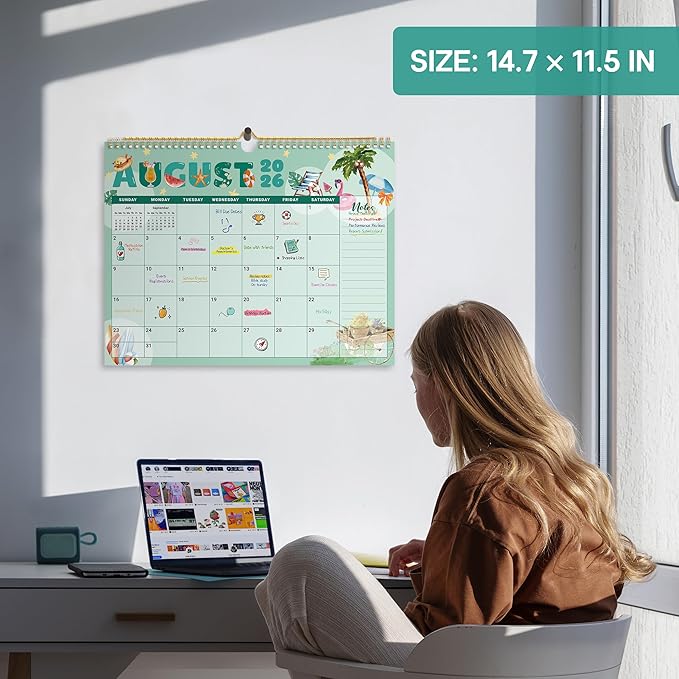 Calendar 2026-2027, Monthly Wall Calendar Runs Until June 2027, 11.5" x 14.8", Spiral Binding Hanging Wall Calendar, Perfect for Home or Office,Vivid Festival