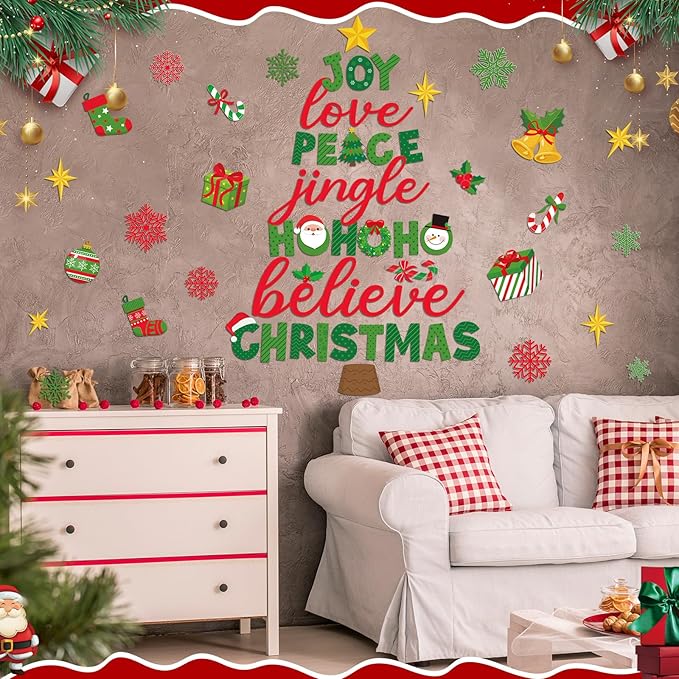 Funrous Christmas Bulletin Board Decoration Set Xmas Tree Classroom Decor Snowman Santa Claus Gnome Snowflake Cutout Winter Border Trim for Xmas Holiday Office Wall Door Supplies(Christmas Tree)