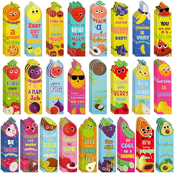 Fainne 250 Pcs Scented Bookmarks Kids Bulk Scratch and Sniff Bookmarks Fun Fruit Food Assorted Educational Bookmark for Students Teens Reader 25 Styles, 25 Scents