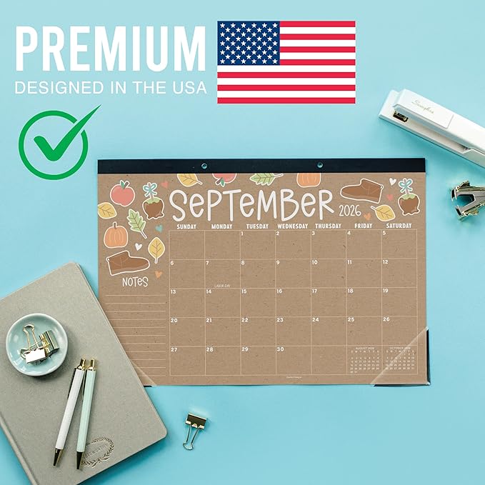 Hadley Designs Large Teacher Desk Calendar 2026-2027 - Desktop Calendar 2026, 18-Month Desk Calendars for Home, Office & Classroom, Cute Classroom Must Haves, Teacher Appreciation Gifts