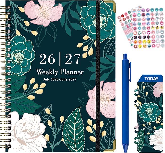 Planner 2026-2027,Agenda 2026 2027, July 2026 to June 2027 Monthly Weekly Calendar Planner with Month Tabs, 6.1" x 8.5" Hardcover Spiral Bound Cover for Daytimer Schedule Work School(B01)