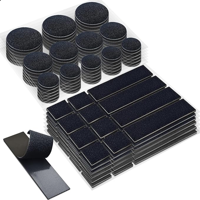 Tikfoam Heavy Duty Hook and Loop Strips with High Adhesive, and Square Circle, Strong Mounting Tape for Home, Outdoor or Office Use, Black 72 Sets