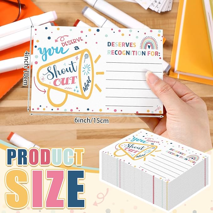 Motiskyy 200 Count Positive Shout out Cards for Staff Teachers Students Employees Office Appreciation Recognition Reward Cards for Back to School or Work Bulletin Board(Cheerful)