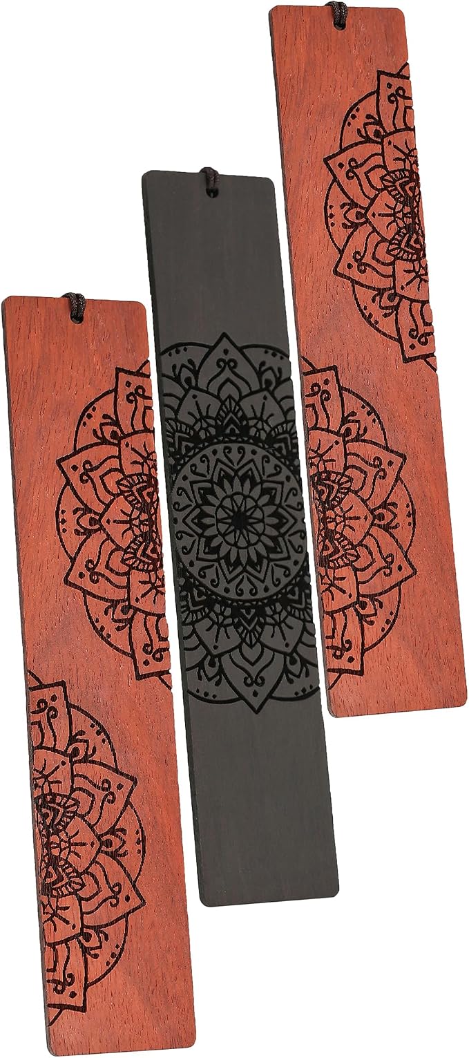 Mandala Bookmark, Book Marks for Book Lovers, Wooden Bookmarks for Adults, Book Lover Gifts (Round Mandala)