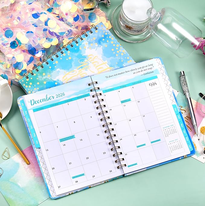 2026-2027 Planner - Weekly & Monthly Planner 2026-2027 with Tabs, July 2026 - June 2027, 6.3" x 8.4", Hardcover with Back Pocket + Thick Paper + Twin-Wire Binding - Blue