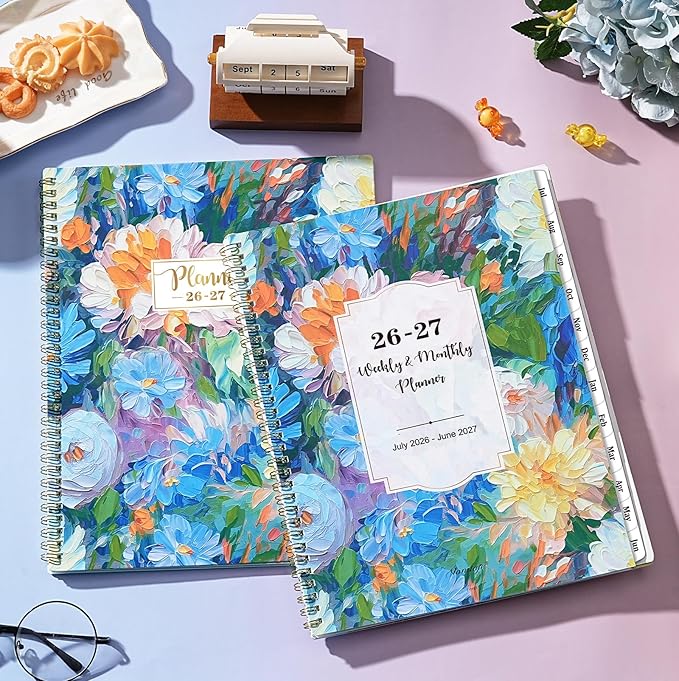 Planner 2026-2027 - 2026-2027 Planner Weekly and Monthly, July 2026 - June 2027, 8.5" x 11", Academic Planner 2026-2027 with Marked Tabs, Back Pocket, Perfect Daily Organizer - Floral