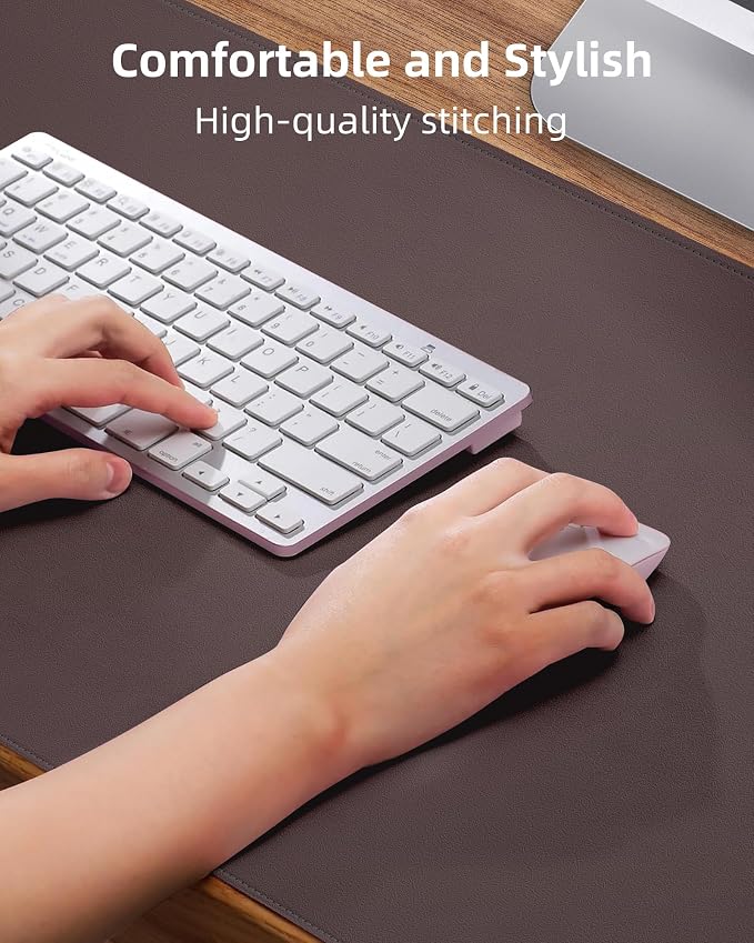 AFIING Large Desk Mat 55" x 24" - PU Leather Desk Pad Protector, Waterproof Non-Slip Extended Mouse Pad for Office Desk, Keyboard, Laptop and Home Workspace (Coffee)
