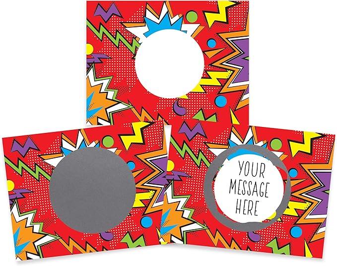 My Scratch Offs 50 Pack Zig Zag Red DIY Custom Make Your Own Scratch Off Cards for Teacher Supplies, Classroom Must Haves, Motivational Cards for Students & Small Business