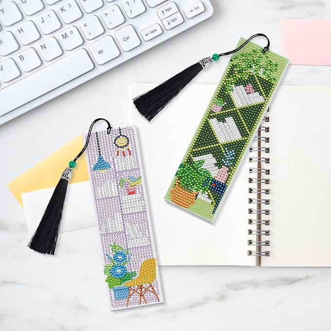 Diamond Art Painting Bookmarks - 6 PCS DIY Book Lover Diamond Painting Kits for Adults Art Craft Supplies Birthday Mothers Day Graduation Gift for Student Mom Beginners Teacher