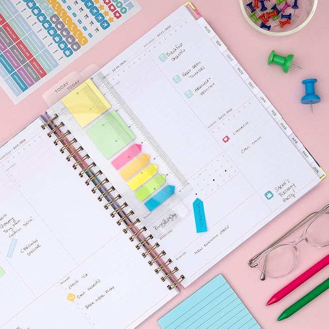 Blue Sky 15 Month 2026-2027 Weekly and Monthly Academic Year Planner Calendar, April 2026 - June 2027, 8.5" x 11", Hard Cover, Wirebound, Laminated Tabs, Storage Pocket, Includes Snap-in Ruler w/Sticky Notes & Sticker Sheet, Nerina