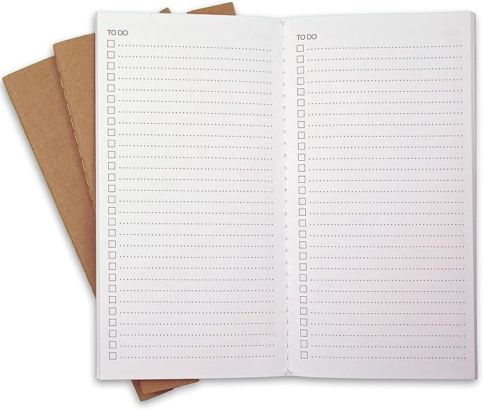 RICCO BELLO Travelers Notebook Refill Inserts, To Do Checklist, Kraft Cover, 4.25 x 8.25 inches (Set of 3)