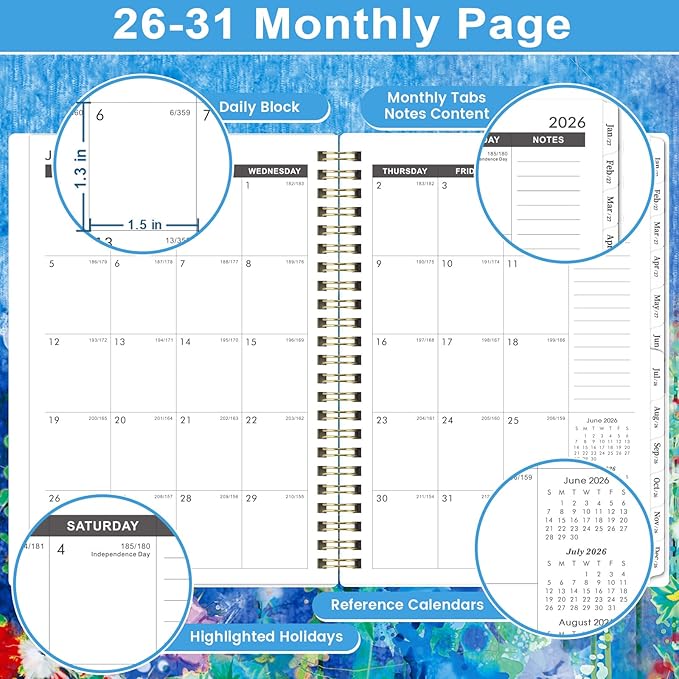 2026-2031 Monthly Planner - JUL 2026 - JUN 2031, 8.5" x 6.4", 5 Year Monthly Calendar 2026-2031, 60-Month Planner with Tabs, Inner Pocket, Golden Stamping