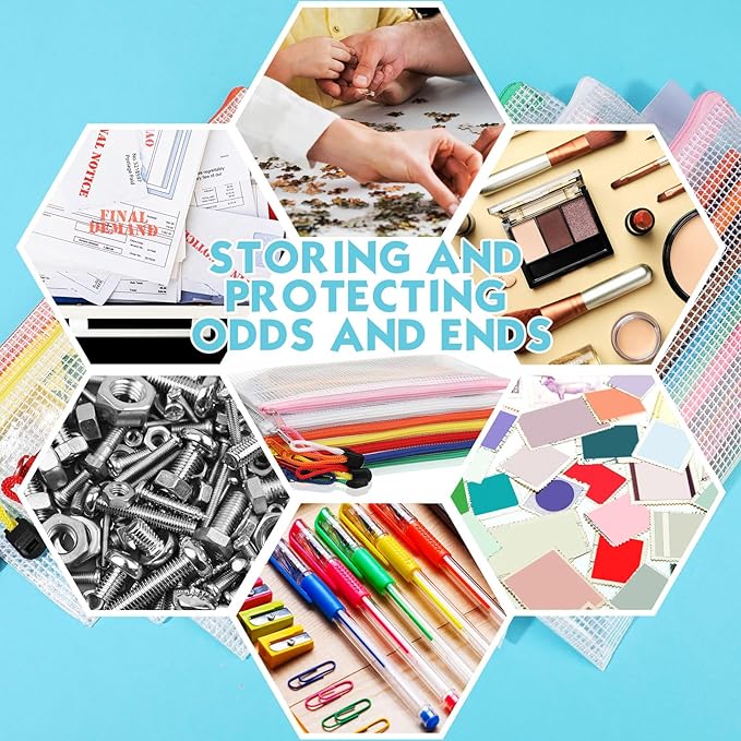 Sherr 120 Pcs Mesh Zipper Pouch A6 Pencil Pouches Bulk Small Clear Mesh Bags with Zipper 9.45'' x 4.53'' Waterproof File Bag Pencil Case for School Office Travel Organization(White)