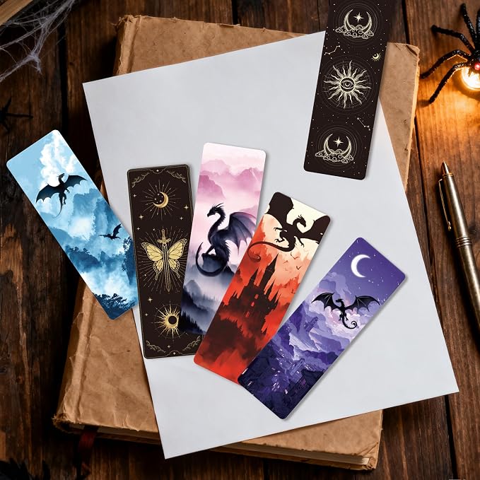 Dragon Fantasy Bookmarks Gifts, 100PCS Gothic Mystical Bulk Paper Reading Bookmarks Set, Cardstock with Matte Lamination, Cool Book Mark Gifts for Readers and Fantasy Lovers