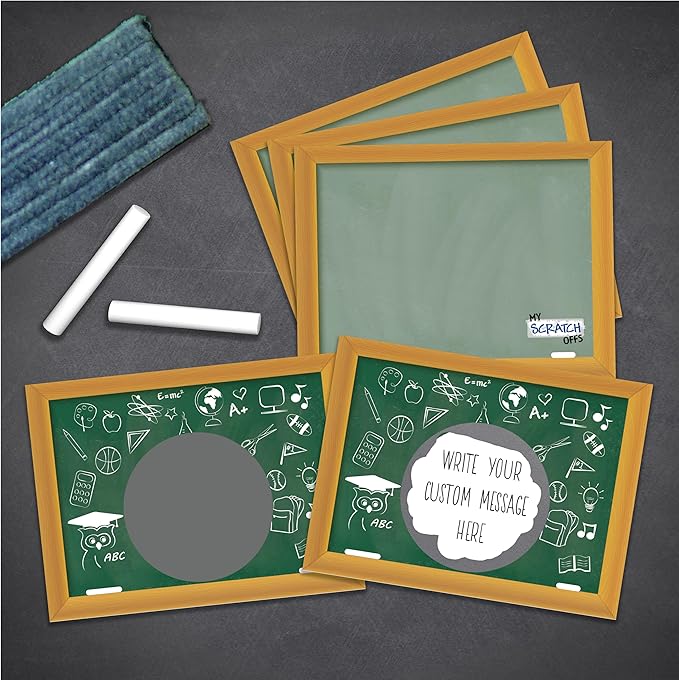 My Scratch Offs - 50 Pack Scratch Off Card Vintage Chalkboard DIY Make Your Own for Teacher Rewards, Classroom Supplies, Prizes and Games for Student
