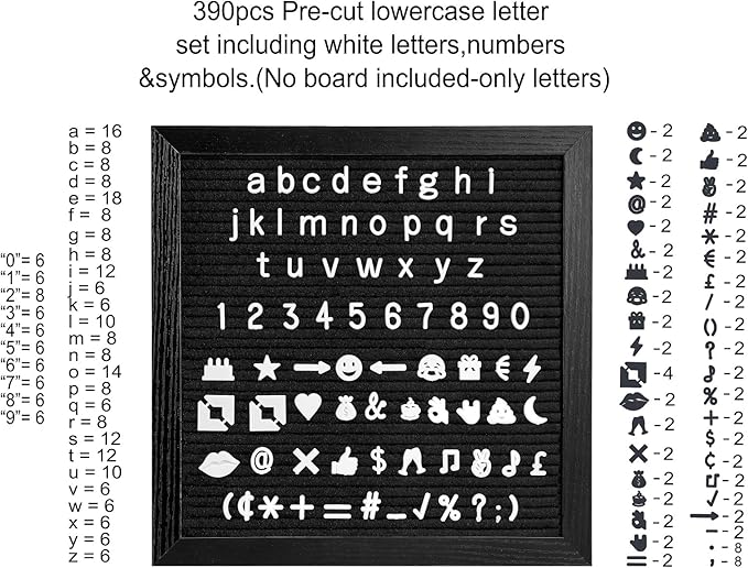 Letters Set - Pre-Cut 390pcs Lowercase Letters Only (No Board Included)