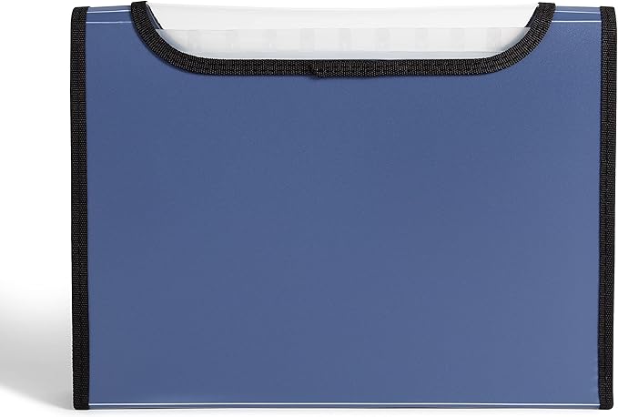 U Brands Expandable Blue 13-Pocket Performance Poly File Folder, Office Supplies, with Clear View Top