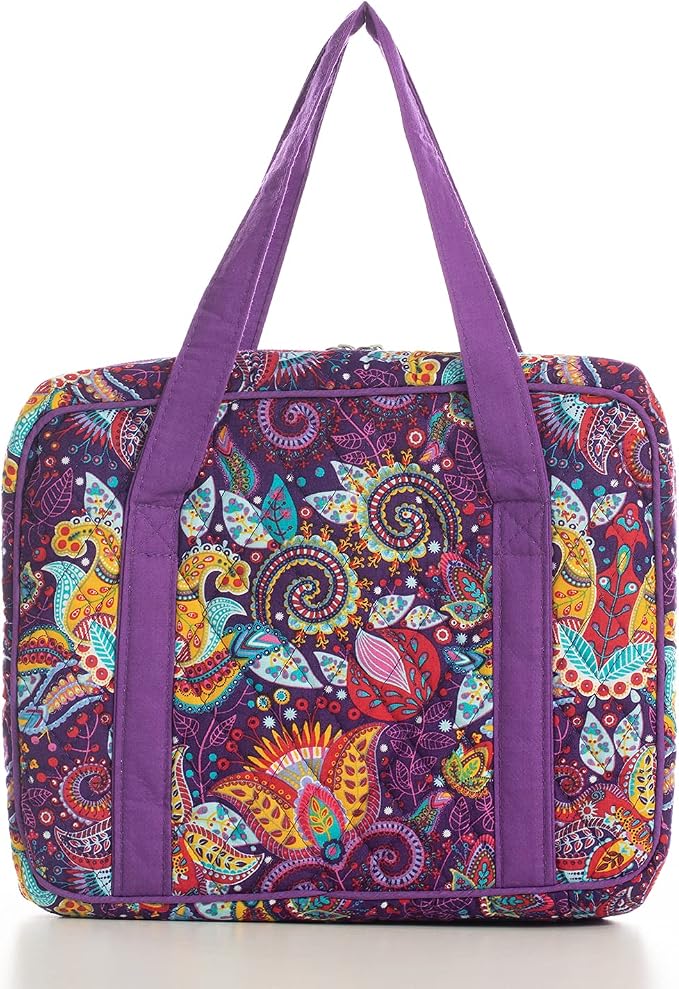DIWI Quilted Bible Cover Extra Large Sizes 11.25 X 8.25 X 2.75 Inches Bible Tote Good Book Case (XL, C2 Purple Garden)
